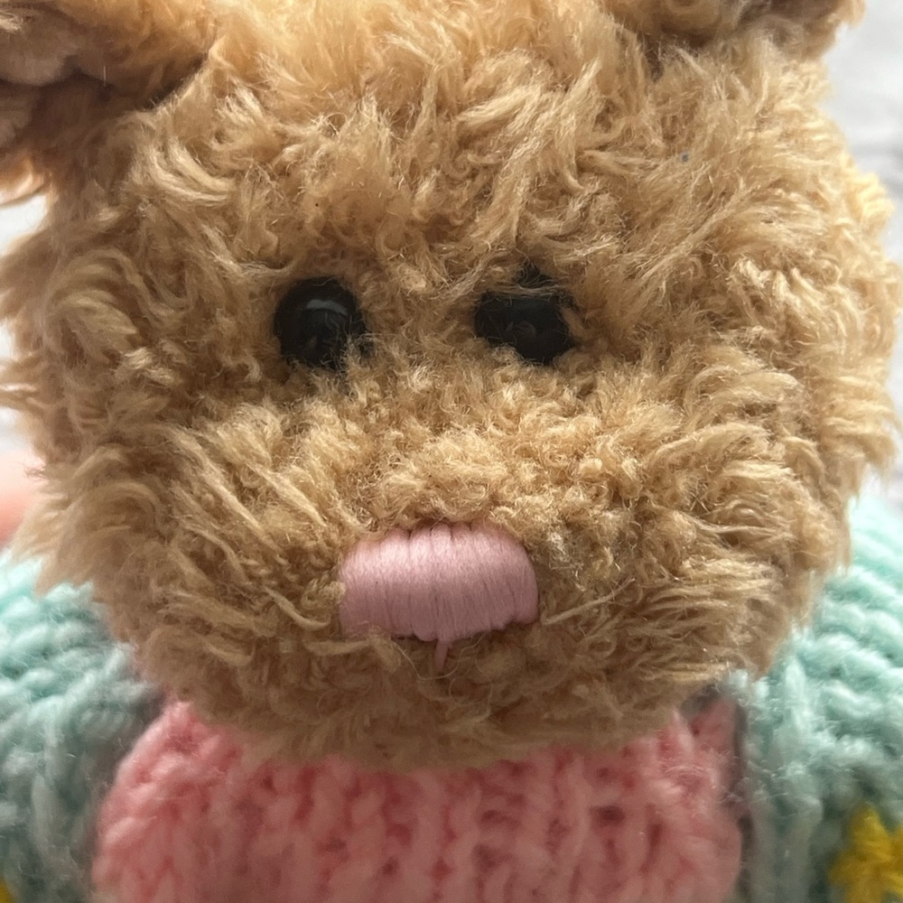 Plush Bunny with Pink and Blue Sweater - Picture 5 of 5